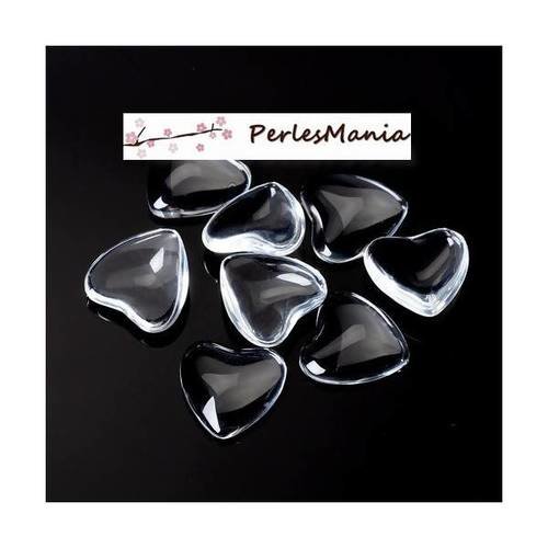 Pax 20 cabochons coeurs 20mm en verre domes transparents s1175652