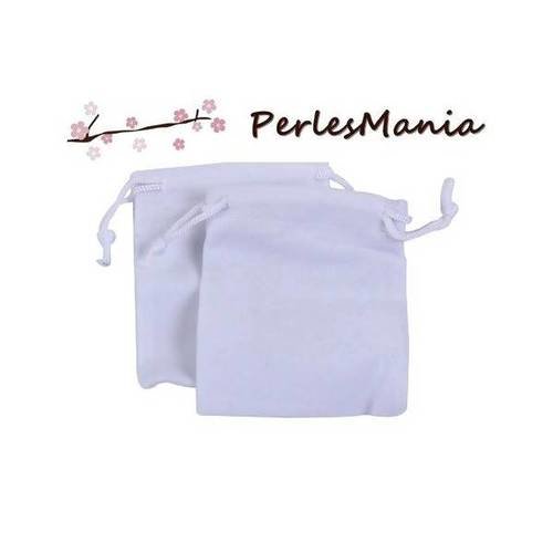Pax 10 pochettes cadeaux velours rectangle blanche s1196932