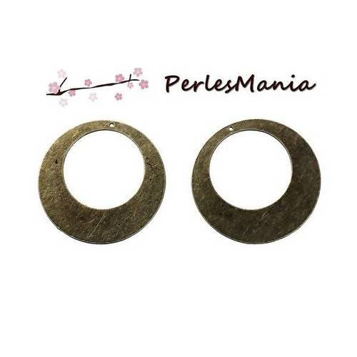 Pax 5 pendentifs créoles disques metal couleur bronze 50mm s1189047
