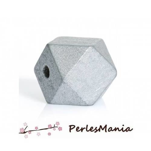 Pax 20 perles en bois polygones argent 20mm s1177300