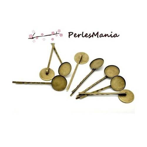 10 barrettes bob pin pince a cheveux bronze plateau 18mm ( s116598 )