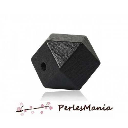 Pax 30 perles en bois polygones noir 20mm s1176070