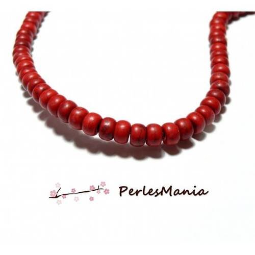 1 fil d'environ 90 perles turquoise reconstituées rouge rondelles 6 par 4mm