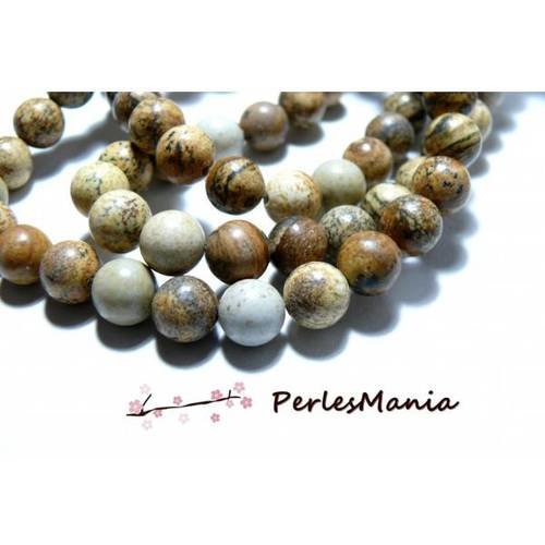 1 fil d'environ 36 perles jaspe paysage 10mm