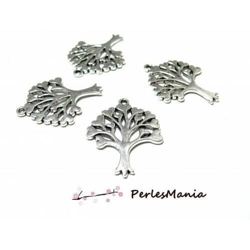 10 pendentifs breloque arbre a coeur argent platine ( s11100832 )
