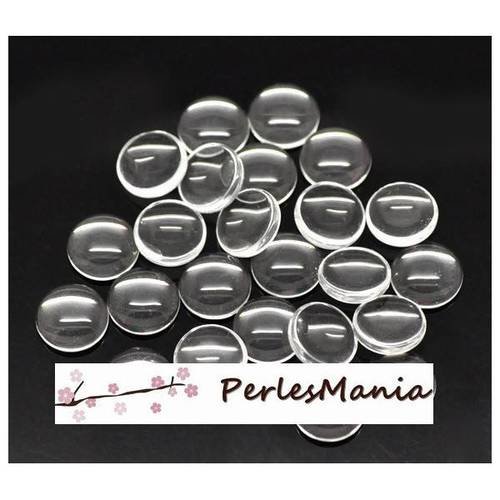 Pax 200 cabochons en verre transparents 10mm h112610