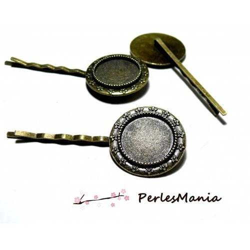 2 barrettes bob pin pince a cheveux bronze arty fleur hq29918