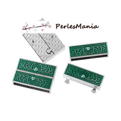 Pax 2 grands fermoirs magnetiques aimantes vert emaille s1171727