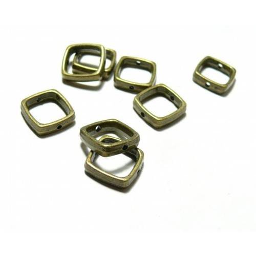 Pax 10 perles metal intercalaires cadre carré 13mm bronze s1135975