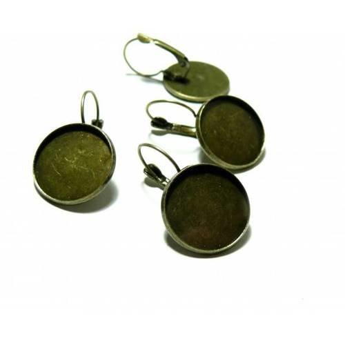 Pax 20 pièces boucle d'oreille dormeuse qualité metal couleur bronze 14mm ref 1121228164156b