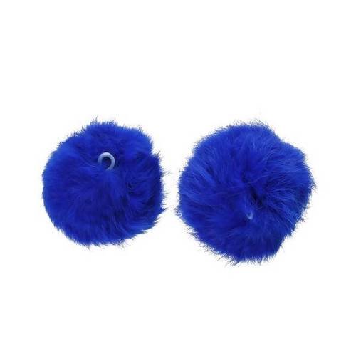 Pax 2 pompons boules en angora bleu électrique 80mm s1180832