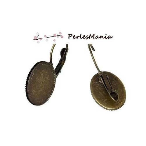 Pax 20 pièces boucle d'oreille dormeuse plateau metal couleur bronze 18 par 25mm s1122544