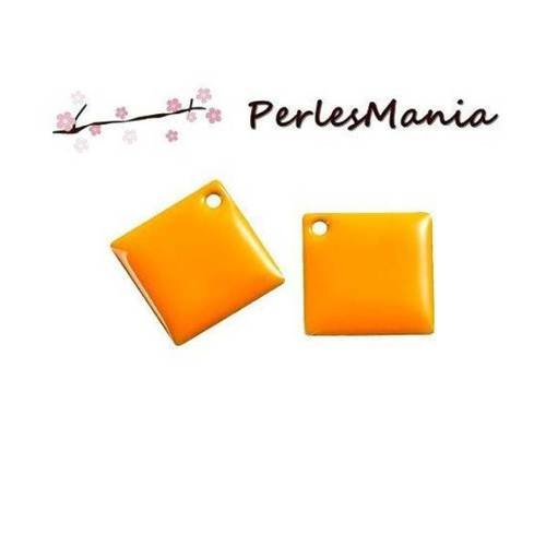 Pax 5 sequins médaillons émaillés biface losange 24mm orange s1191548