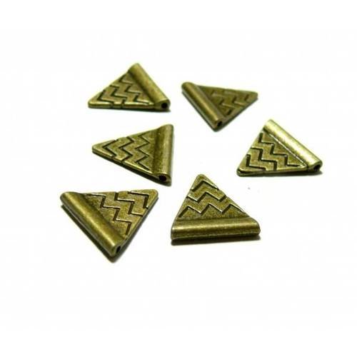 Pax: 30 passants perles intercalaires triangle chevron metal couleur bronze ps114490