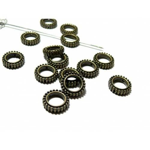 20 perles intercalaires rouage 13mm metal couleur bronze ( s1113726 )