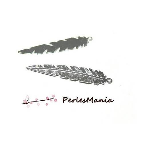 10 estampes filigrane plumes argent de 17mm c7256