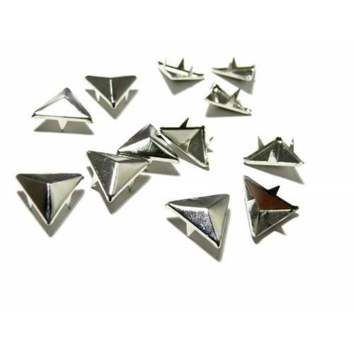 Pax 100 clous rivet triangle 12mm argent platine ref 1501428171231b