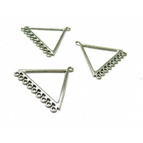 Pax 20 pendentifs multiconnecteur triangle metal couleur argent antique 2n3430