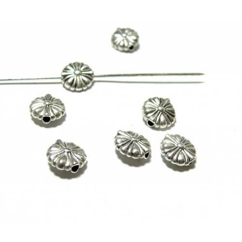 Pax 30 perles intercalaires fleurs metal couleur argent antique 150610165534
