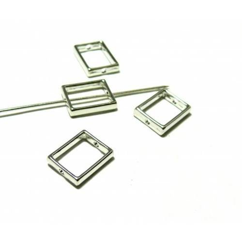 Pax 10 perles metal intercalaires cadre rectangle 15mm argent platine s1199381