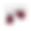 2 pompons breloque passementière argent platine fleur rouge bordeaux (s1183516 )