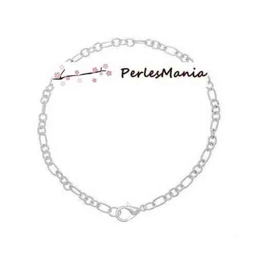 Pax 12 bracelets 20cm chaine metal couleur argent vif s1160451