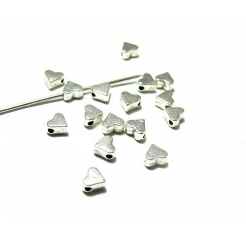 Pax 50 perles intercalaires coeurs metal couleur argent platine ps11100813