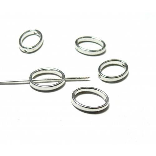 Pax 10 perles metal intercalaires cadre ovale 16mm argent platine s1199386