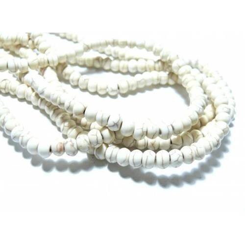 1 fil d'environ 95 perles rondelles 6 par 4mm howlite blanc g1096407