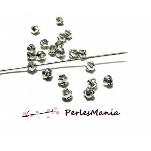Pax 100 perles metal intercalaires toupies 5mm ethnique argent platine p11256y