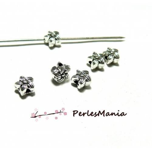 Pax 25 perles metal intercalaires fleur 7mm argent antique ps11101213