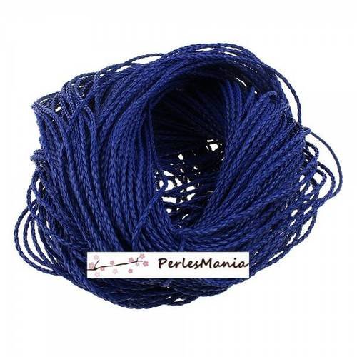 Pax 5m de cordon simili cuir tresse bleu 3mm 130801184252b