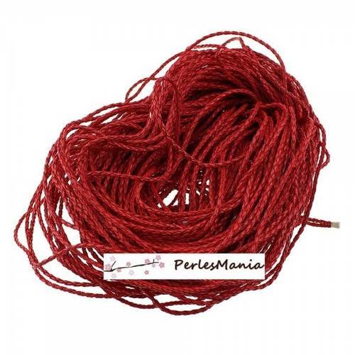 Pax 5m de cordon simili cuir tresse rouge 3mm 130801184252r