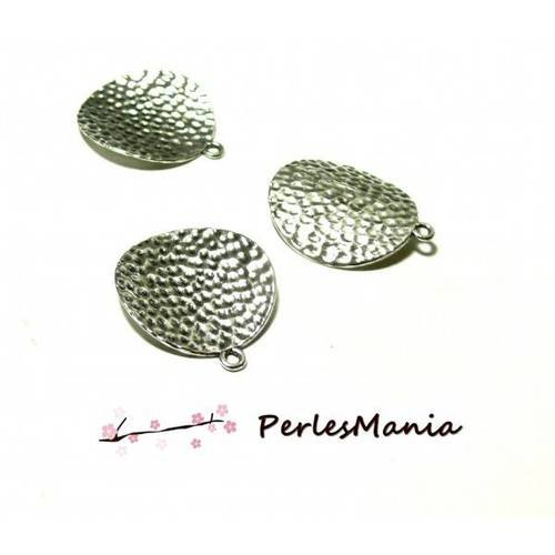 Pax 5 pendentifs breloques martelées rondes 26mm couleur argent antique ps1199401