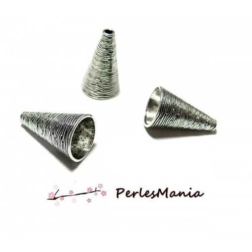Pax 10 cônes coupelles embouts ethnica metal couleur argent antique ps11103917