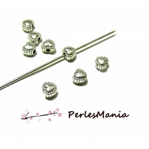 Pax 50 perles intercalaires coeurs metal couleur argent platine 2b2949