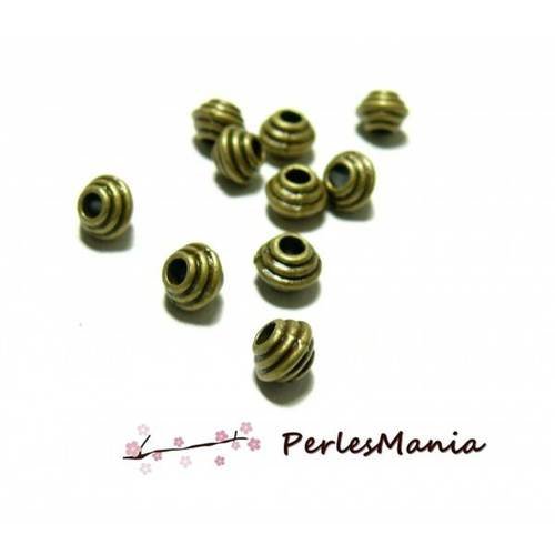 Pax 50 perles intercalaires passants toupies 6 par 5mm bronze ps1114498