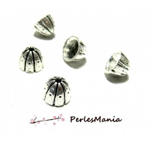 Pax 20 cônes coupelles embouts metal couleur argent antique ps11104230 pour création de bijoux