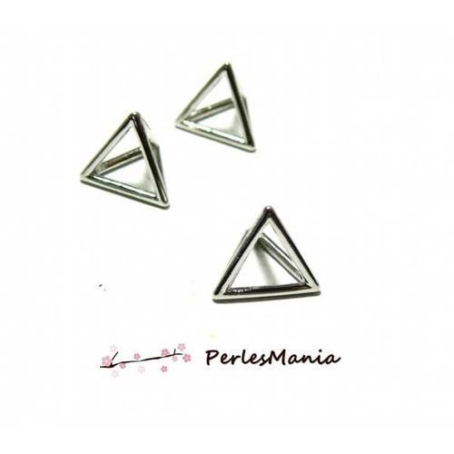 Pax 3 pendentifs breloques triangle 3d metal argent platine s1181792