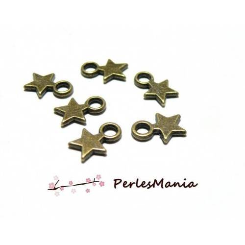 Pax: 150 pendentifs breloques etoiles fine 11 par 8mm metal couleur bronze ps1123147