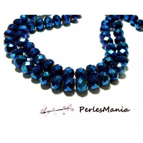 1 fil d'environ 140 perles rondelles 4 par 3mm verre 2j1106 facettée bleu nuit électrique