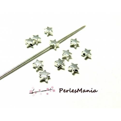 Pax 100 perles intercalaire mini etoile argent platine 6mm ps116054