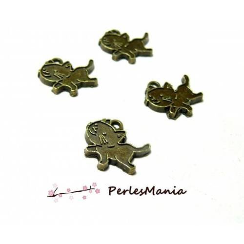 Pax: 20 pendentifs breloques kitty, chat, chaton metal couleur bronze 150523165529