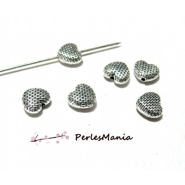 PS11100515 Pax 25 Perles intercalaires Coeur Noeud 7mm métal Couleur Argent Antique