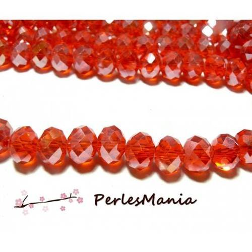 1 fil d'environ 95 perles à facettes rondelles en verre 6 par 4mm rouge irise 2j1713