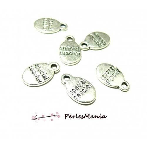 20 pendentifs message special teacher metal argent antique (s1156665)