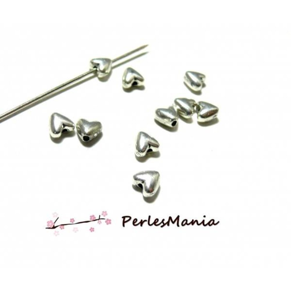 Pax 100 perles intercalaire mini coeur metal argent antique 2b1838