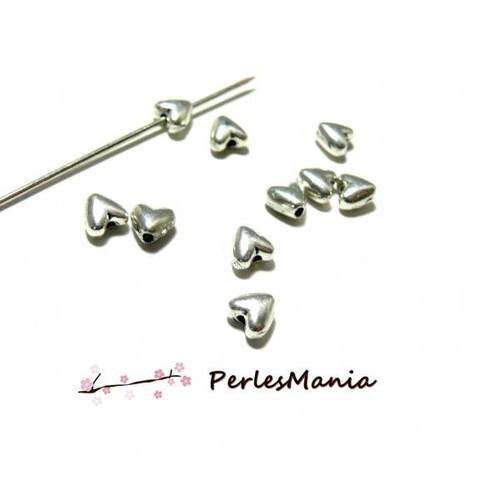 Pax 100 perles intercalaire mini coeur metal argent antique 2b1838