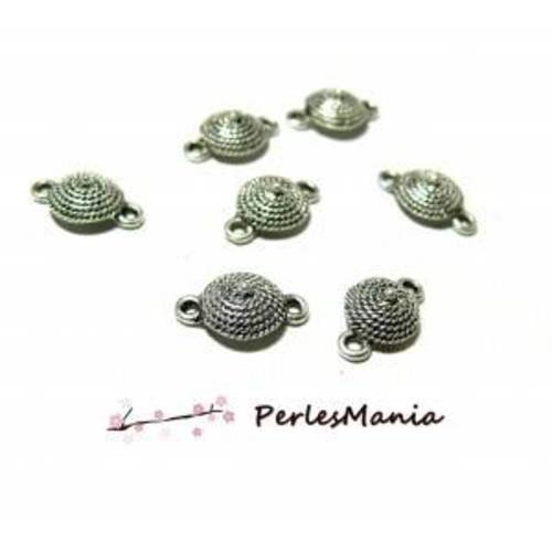 25 pendentifs connecteurs torsade couleur argent antique ( s11103926 )