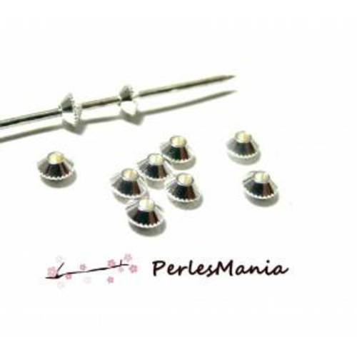 Pax environ 100 perles intercalaires toupies travaillées 4mm metal couleur argent vif hec8